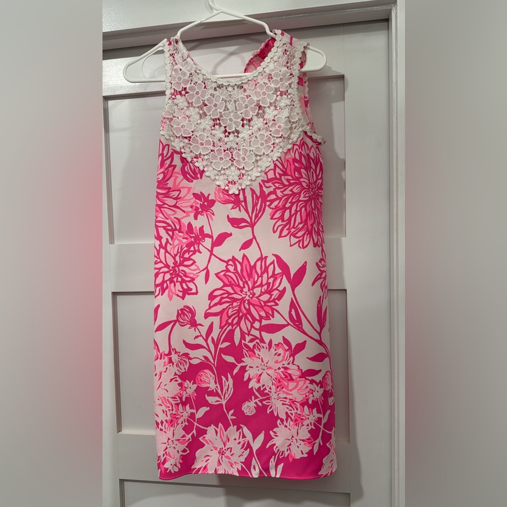 Floral Pink and White Sleeveless Dress